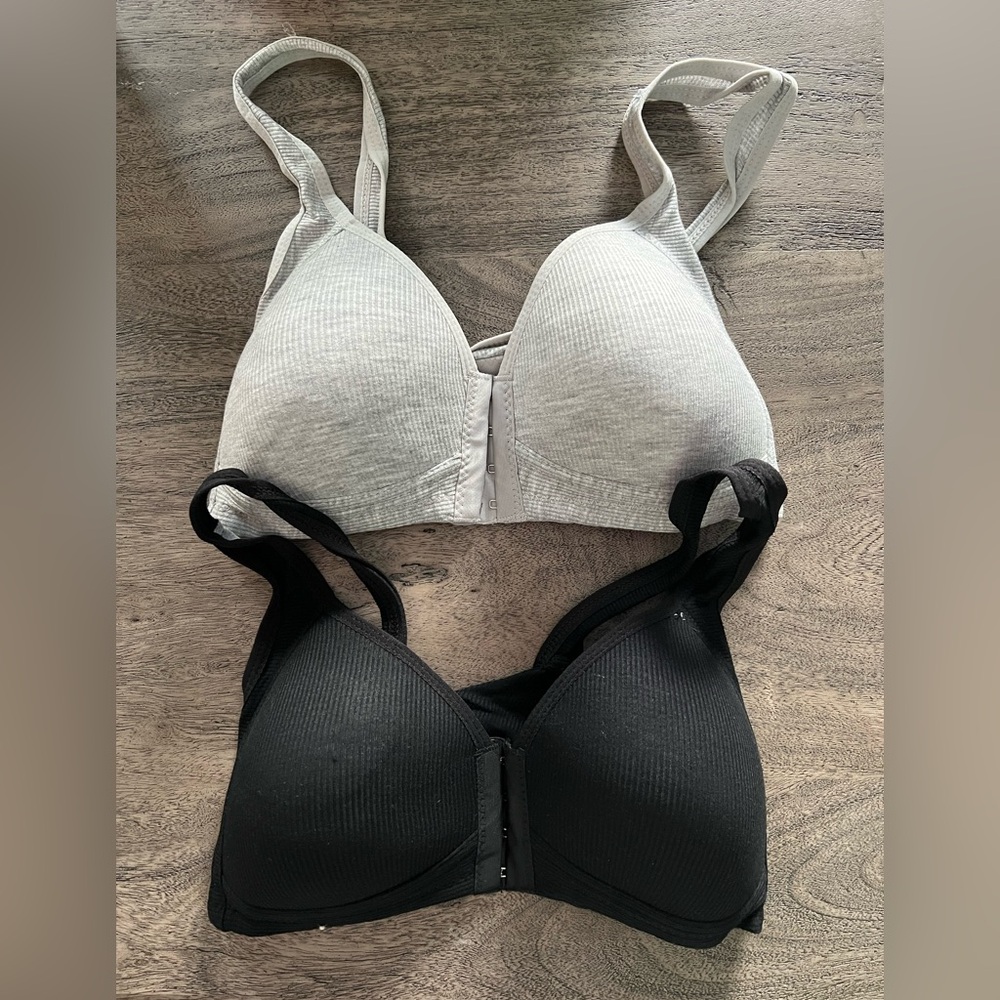 New Grey/Black Padded Wireless Bra Bundle Size Small